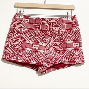 Forever 21 red and white Aztec boho embroidered shorts
